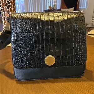 Radley London Black Crocodile-Embossed Leather Shoulder Bag